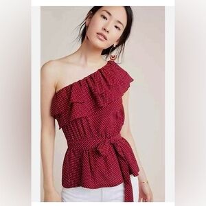 Anthropologie Maeve - Rita Ruffled One-Shoulder Top